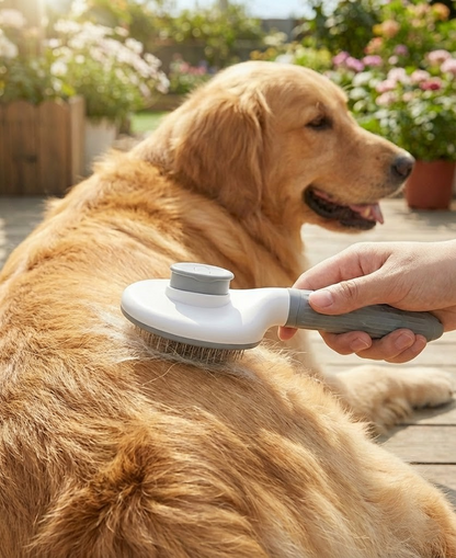 Cepillo para mascotas con función de autolimpiado